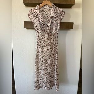 Vintage ditsy floral & cherry NOVELTY print sheer midi dress, short sleeve•90’s